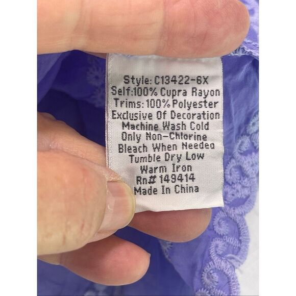 Johnny Was Blue Purple Eyelet Embroidered Floral Berries Hadley Blouse 2X NWT - Picture 6 of 9